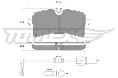 TX1888 TOMEX Brakes Комплект тормозных колодок, дисковый тормоз