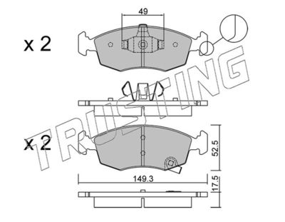 2835 TRUSTING Комплект тормозных колодок, дисковый тормоз
