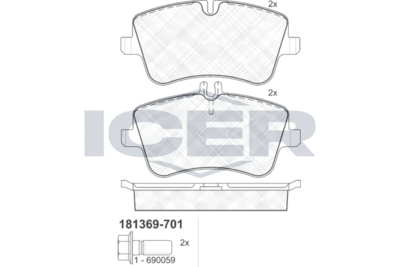 181369701 ICER Комплект тормозных колодок, дисковый тормоз