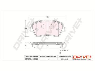 DP1010100054 Dr!ve+ Комплект тормозных колодок, дисковый тормоз