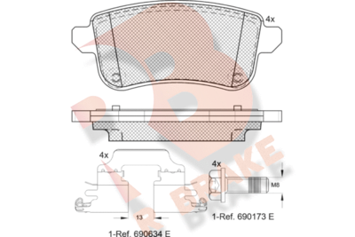 RB1904203 R BRAKE Комплект тормозных колодок, дисковый тормоз