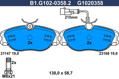 B1G10203582 GALFER Комплект тормозных колодок, дисковый тормоз