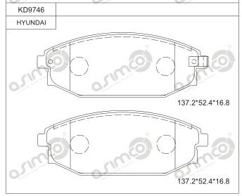 KD9746 ASIMCO Комплект тормозных колодок, дисковый тормоз