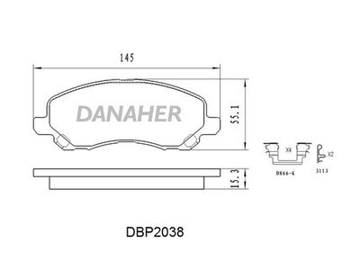 DBP2038 DANAHER Комплект тормозных колодок, дисковый тормоз