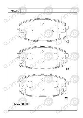 KD9065 ASIMCO Комплект тормозных колодок, дисковый тормоз