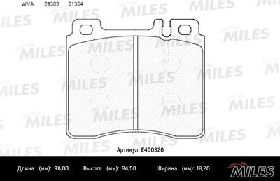 E400326 MILES Комплект тормозных колодок, дисковый тормоз