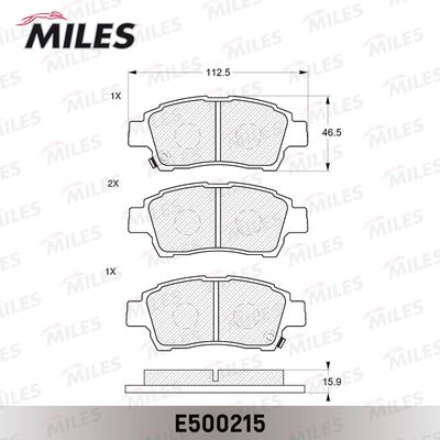 E500215 MILES Комплект тормозных колодок, дисковый тормоз