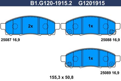 B1G12019152 GALFER Комплект тормозных колодок, дисковый тормоз