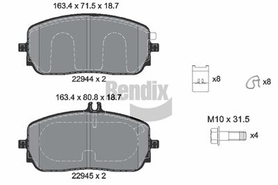 BPD2438 BENDIX Braking Комплект тормозных колодок, дисковый тормоз