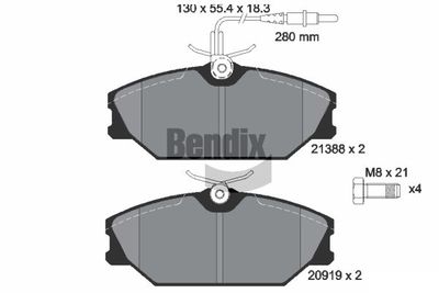 BPD1519 BENDIX Braking Комплект тормозных колодок, дисковый тормоз