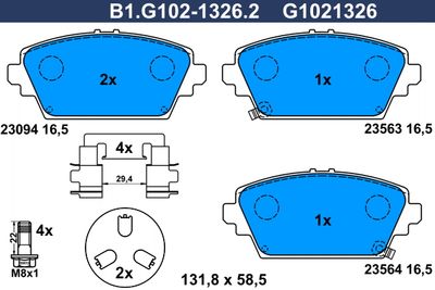 B1G10213262 GALFER Комплект тормозных колодок, дисковый тормоз