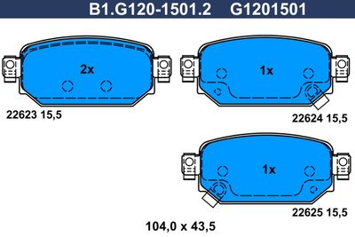 B1G12015012 GALFER Комплект тормозных колодок, дисковый тормоз