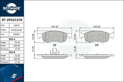 RT2PD21370 ROTINGER Комплект тормозных колодок, дисковый тормоз