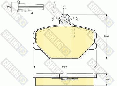 6108331 GIRLING Комплект тормозных колодок, дисковый тормоз