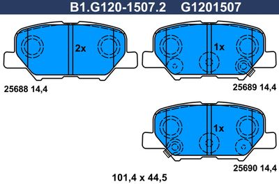 B1G12015072 GALFER Комплект тормозных колодок, дисковый тормоз