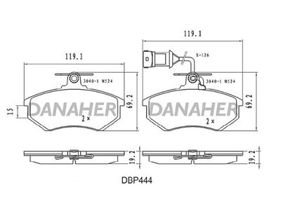 DBP444 DANAHER Комплект тормозных колодок, дисковый тормоз