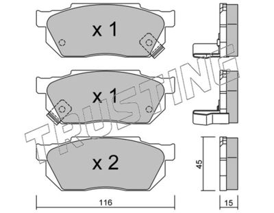 2561 TRUSTING Комплект тормозных колодок, дисковый тормоз