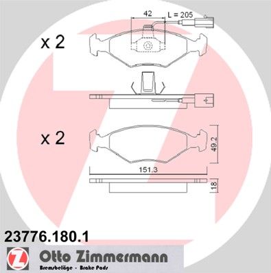 237761801 ZIMMERMANN Комплект тормозных колодок, дисковый тормоз