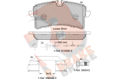 RB2159 R BRAKE Комплект тормозных колодок, дисковый тормоз