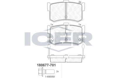 180677701 ICER Комплект тормозных колодок, дисковый тормоз