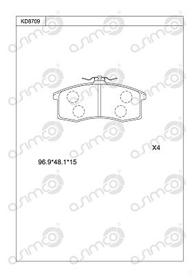 KD8709 ASIMCO Комплект тормозных колодок, дисковый тормоз