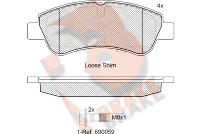 RB1388402 R BRAKE Комплект тормозных колодок, дисковый тормоз