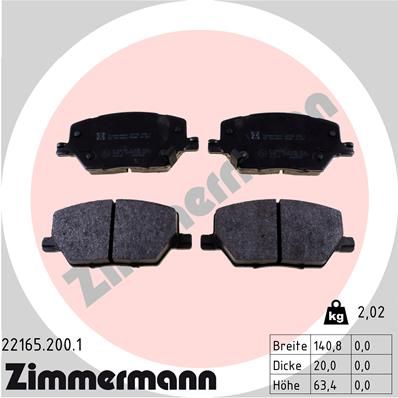 221652001 ZIMMERMANN Комплект тормозных колодок, дисковый тормоз