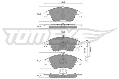 TX1631 TOMEX Brakes Комплект тормозных колодок, дисковый тормоз