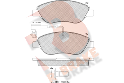 RB1445203 R BRAKE Комплект тормозных колодок, дисковый тормоз