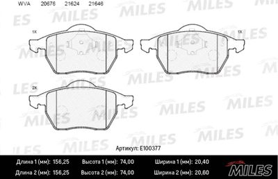 E100377 MILES Комплект тормозных колодок, дисковый тормоз