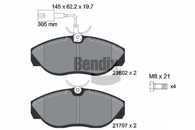 BPD1496 BENDIX Braking Комплект тормозных колодок, дисковый тормоз