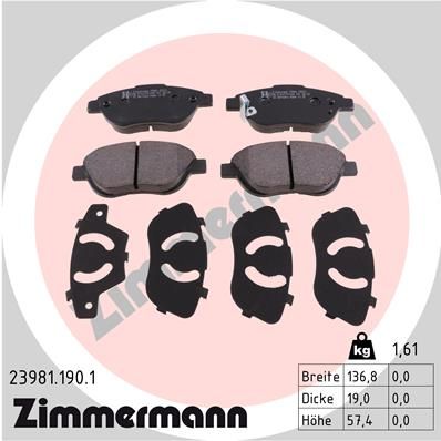 239811901 ZIMMERMANN Комплект тормозных колодок, дисковый тормоз