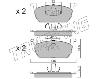 12140 TRUSTING Комплект тормозных колодок, дисковый тормоз