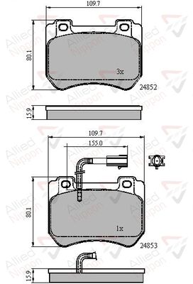 ADB12102 COMLINE Комплект тормозных колодок, дисковый тормоз