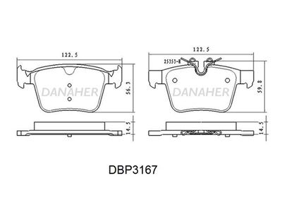 DBP3167 DANAHER Комплект тормозных колодок, дисковый тормоз