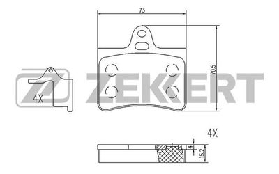 BS1020 ZEKKERT Комплект тормозных колодок, дисковый тормоз