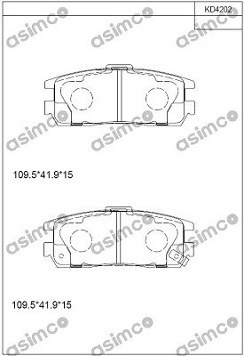 KD4202 ASIMCO Комплект тормозных колодок, дисковый тормоз