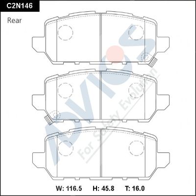 C2N146 ADVICS Комплект тормозных колодок, дисковый тормоз