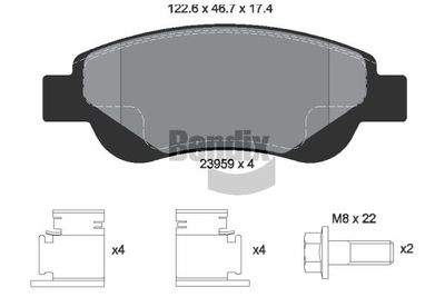 BPD1049 BENDIX Braking Комплект тормозных колодок, дисковый тормоз