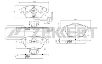 BS1141 ZEKKERT Комплект тормозных колодок, дисковый тормоз