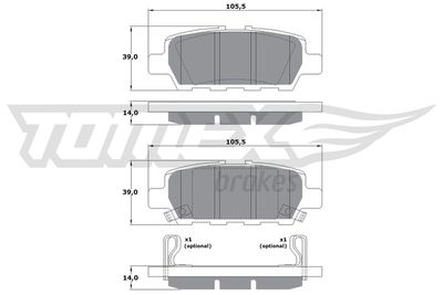 TX1757 TOMEX Brakes Комплект тормозных колодок, дисковый тормоз