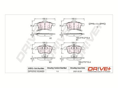 DP1010100439 Dr!ve+ Комплект тормозных колодок, дисковый тормоз