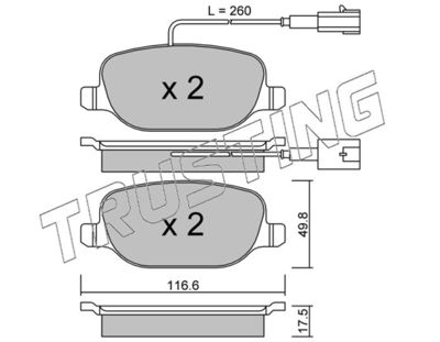 7202 TRUSTING Комплект тормозных колодок, дисковый тормоз