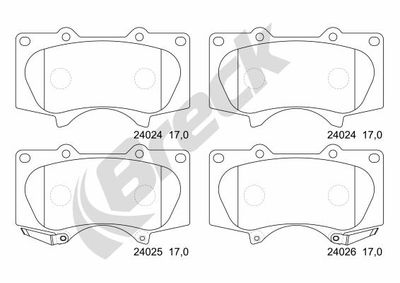 240240070110 BRECK Комплект тормозных колодок, дисковый тормоз