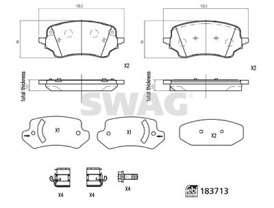 33109158 SWAG Комплект тормозных колодок, дисковый тормоз