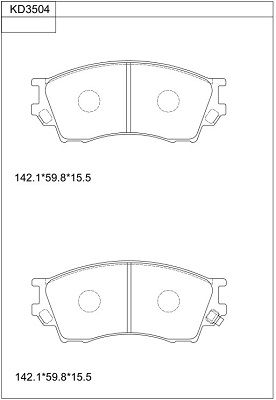 KD3504 ASIMCO Комплект тормозных колодок, дисковый тормоз