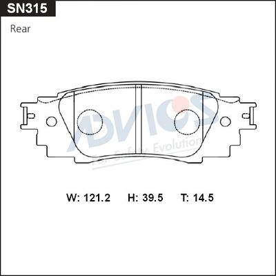 SN315 ADVICS Комплект тормозных колодок, дисковый тормоз