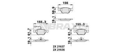 AB0139 BRAXIS Комплект тормозных колодок, дисковый тормоз