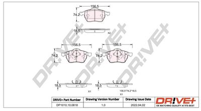 DP1010100818 Dr!ve+ Комплект тормозных колодок, дисковый тормоз