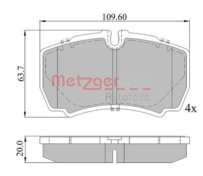 1170226 METZGER Комплект тормозных колодок, дисковый тормоз